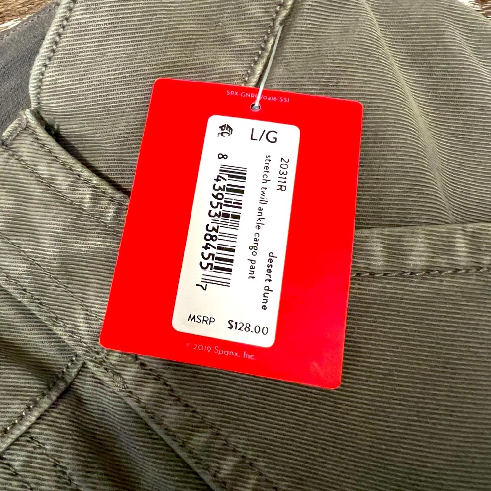 New Spanx Medium Stretch Twill Ankle Cargo Pants Desert Dune